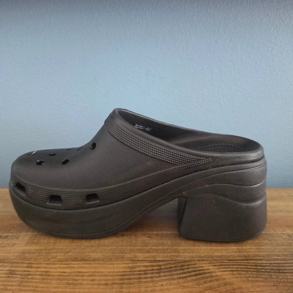 Crocs Mens Siren Clog Black Chunky Platform High Heel Mules 208547-001 Size 11